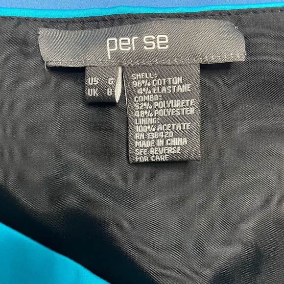 Per Se Color Blocked Mini Skirt Mod Geometric Pattern Perforated Detail Size 6 - Picture 9 of 10